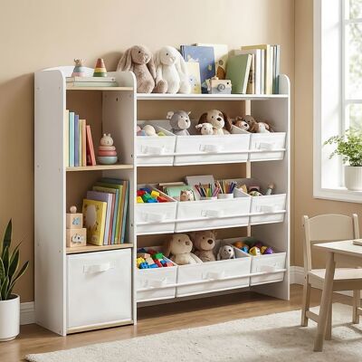SONGMICS Petit Meuble De Rangement pour Jouets Enfants Étagère Montessori avec Paniers et Bacs Chambre d’Enfant Blanc Blanc - Publicité SONGMICS Petit Meuble De Rangement pour Jouets Enfants Étagère Montessori avec Paniers et Bacs Chambre d’Enfant Blanc Blanc - Publicité