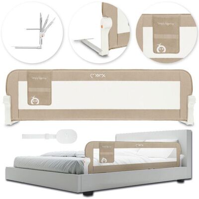 MoMi LEXI PLUS - Barrière de lit bébé 150×43 cm - Pliable 180° - Système de sécurité - Filet respirant - Grande poche - Beige Beige - Publicité MoMi LEXI PLUS - Barrière de lit bébé 150×43 cm - Pliable 180° - Système de sécurité - Filet respirant - Grande poche - Beige Beige - Publicité