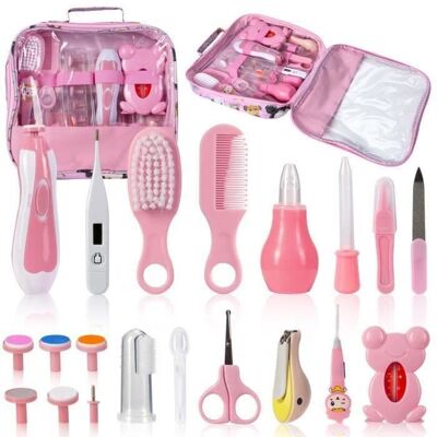 GOTOTOP HAPPY-20PCS Trousse de Soin Bébé Portable Kit de Soins pour Bébé avec CiseauxCoupe OnglesPeigneThermomètre pour Nouveau-Né - Rose Rose - Publicité GOTOTOP HAPPY-20PCS Trousse de Soin Bébé Portable Kit de Soins pour Bébé avec CiseauxCoupe OnglesPeigneThermomètre pour Nouveau-Né - Rose Rose - Publicité