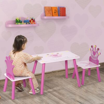 Generic Ensemble table 2 chaises design princesse couronne enfant 3 à 8 ans apparence attrayante mignonne idéal bois pin MDF rose Rose - Publicité Generic Ensemble table 2 chaises design princesse couronne enfant 3 à 8 ans apparence attrayante mignonne idéal bois pin MDF rose Rose - Publicité