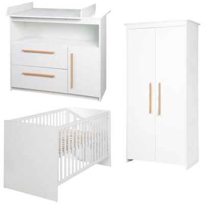 Chambre Bébé Complète Lilo - ROBA - Lit Évolutif 70x140 cm + Commode à Langer + Armoire 2 Portes - Blanc Blanc - Publicité Chambre Bébé Complète Lilo - ROBA - Lit Évolutif 70x140 cm + Commode à Langer + Armoire 2 Portes - Blanc Blanc - Publicité