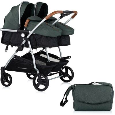MON MOBILIER DESIGN DUO SMART Poussette jumeaux ou enfants rapprochés largeur 79 cm Vert sans cosy Vert - Publicité MON MOBILIER DESIGN DUO SMART Poussette jumeaux ou enfants rapprochés largeur 79 cm Vert sans cosy Vert - Publicité