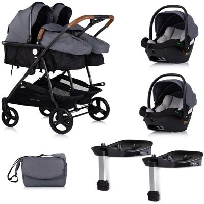 MON MOBILIER DESIGN DUO SMART Poussette jumeaux ou enfants rapprochés largeur 79 cm Gris + 2 cosy i-Size gris avec base Isofix Gris - Publicité MON MOBILIER DESIGN DUO SMART Poussette jumeaux ou enfants rapprochés largeur 79 cm Gris + 2 cosy i-Size gris avec base Isofix Gris - Publicité