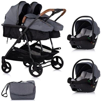 MON MOBILIER DESIGN DUO SMART Poussette jumeaux ou enfants rapprochés largeur 79 cm Gris + 2 cosy i-Size gris Gris - Publicité MON MOBILIER DESIGN DUO SMART Poussette jumeaux ou enfants rapprochés largeur 79 cm Gris + 2 cosy i-Size gris Gris - Publicité