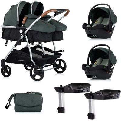 MON MOBILIER DESIGN DUO SMART Poussette jumeaux ou enfants rapprochés largeur 79 cm Vert + 2 cosy i-Size vert avec base Isofix Vert - Publicité MON MOBILIER DESIGN DUO SMART Poussette jumeaux ou enfants rapprochés largeur 79 cm Vert + 2 cosy i-Size vert avec base Isofix Vert - Publicité