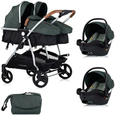 MON MOBILIER DESIGN DUO SMART Poussette jumeaux ou enfants rapprochés largeur 79 cm Vert + 2 cosy i-Size vert Vert - Publicité MON MOBILIER DESIGN DUO SMART Poussette jumeaux ou enfants rapprochés largeur 79 cm Vert + 2 cosy i-Size vert Vert - Publicité