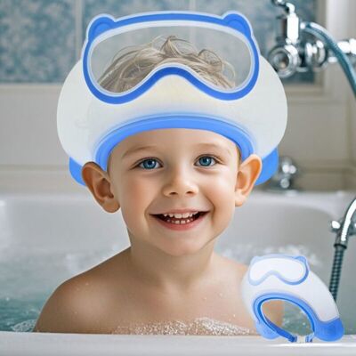 SHU Visière de bain pour enfants — Bonnet de douche spécial enfants protection des yeux et des oreilles (Bleu) - Publicité SHU Visière de bain pour enfants — Bonnet de douche spécial enfants protection des yeux et des oreilles (Bleu) - Publicité