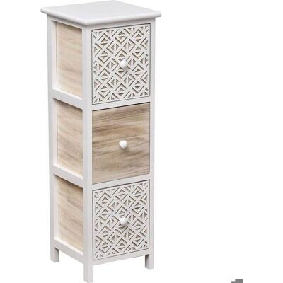 Meuble Mdf/paulownia Pm 3 Tiroirs Avec Poignees Bois - Blanc/naturel Grave Blanc - TENDANCE Blanc - Publicité Meuble Mdf/paulownia Pm 3 Tiroirs Avec Poignees Bois - Blanc/naturel Grave Blanc - TENDANCE Blanc - Publicité