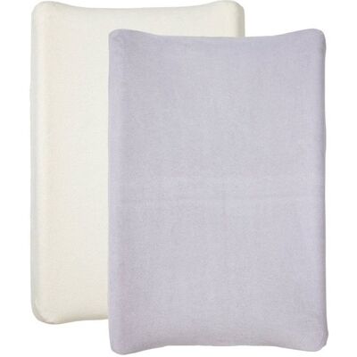 Babycalin - Housse pour matelas à langer Écru / Lilas - Lot de 2 - Eponge - Housse matelas à langer 50x70 cm Violet - Publicité Babycalin - Housse pour matelas à langer Écru / Lilas - Lot de 2 - Eponge - Housse matelas à langer 50x70 cm Violet - Publicité