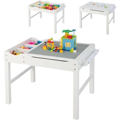 COSTWAY 2 en 1 Table Enfants avec Plaques lego Rangement Caché Plateau Réversible avec Rouleau de Papier pour Dessiner Blanc Blanc - Publicité COSTWAY 2 en 1 Table Enfants avec Plaques lego Rangement Caché Plateau Réversible avec Rouleau de Papier pour Dessiner Blanc Blanc - Publicité
