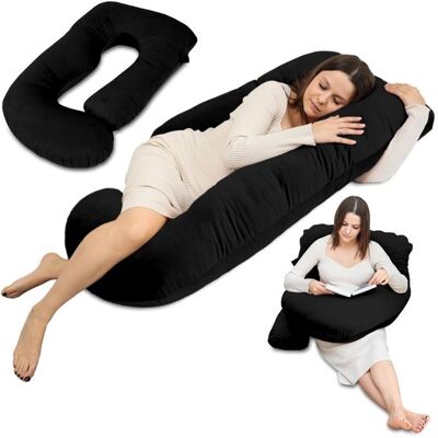 TOTSY BABY Coussin de grossesse 180 cm en forme de J – Oreiller de corps ergonomique pour sommeil latéral confortable – Noir Noir - Publicité TOTSY BABY Coussin de grossesse 180 cm en forme de J – Oreiller de corps ergonomique pour sommeil latéral confortable – Noir Noir - Publicité