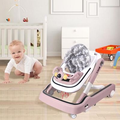 HOMEWELL Trotteur bébé 2 en 1 aide à la marche coussin de siège respirant avec panier de basket et pare-soleil rose 65*58*90cm. Rose - Publicité HOMEWELL Trotteur bébé 2 en 1 aide à la marche coussin de siège respirant avec panier de basket et pare-soleil rose 65*58*90cm. Rose - Publicité