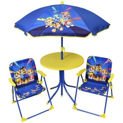 Salon de jardin FUN HOUSE PATPATROUILLE - 1 table 46 x Ø46 cm 2 chaises 53 x L.38 5 x P.37 5 cm et 1 parasol H.125 x Ø100 cm Bleu - Publicité Salon de jardin FUN HOUSE PATPATROUILLE - 1 table 46 x Ø46 cm 2 chaises 53 x L.38 5 x P.37 5 cm et 1 parasol H.125 x Ø100 cm Bleu - Publicité