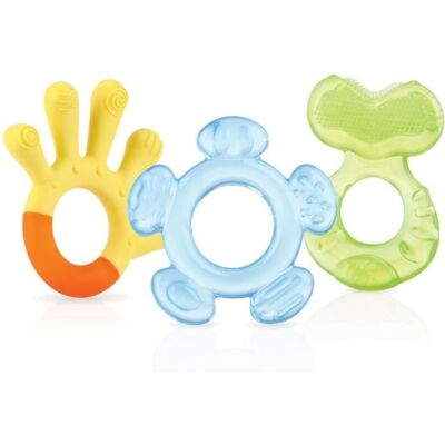 Ensemble de 3 étapes pour la dentition Nuby - Anneaux de dentition pour bébé - Surfaces texturisées - Publicité Ensemble de 3 étapes pour la dentition Nuby - Anneaux de dentition pour bébé - Surfaces texturisées - Publicité