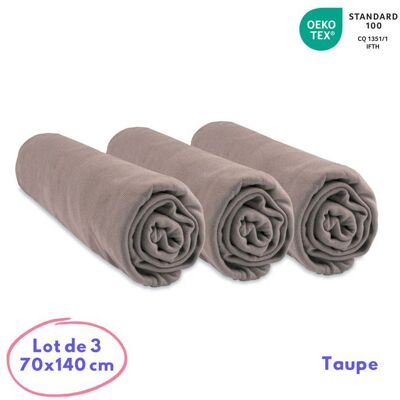 Lot de 3 draps housse -Jersey Bambou - EASY DORT - Taupe - 70x140 Marron - Publicité Lot de 3 draps housse -Jersey Bambou - EASY DORT - Taupe - 70x140 Marron - Publicité