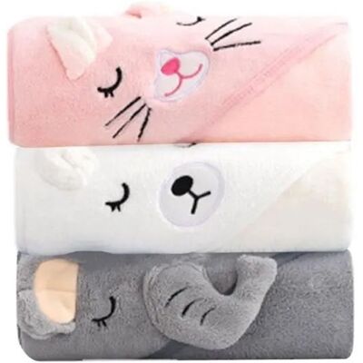 NOBRAND Lot de 3 Serviettes de Bain Bébé à Capuche Cape de Bain Absorbante Cadeau de Naissance Sortie de Bain Rose - Publicité NOBRAND Lot de 3 Serviettes de Bain Bébé à Capuche Cape de Bain Absorbante Cadeau de Naissance Sortie de Bain Rose - Publicité