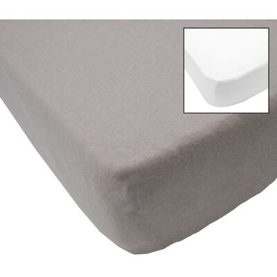 BABYCALIN 2 Draps Housse Bébé Blanc Taupe 70 x 140 cm - Jersey - 130gr/m² Blanc - Publicité BABYCALIN 2 Draps Housse Bébé Blanc Taupe 70 x 140 cm - Jersey - 130gr/m² Blanc - Publicité