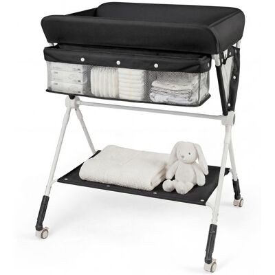 COSTWAY Table à Langer Pliante pour Bébé avec Roulettes Étagère et Panier 3 Hauteur Réglable pour Nouveau-nés 0-1 An Noir Noir - Publicité COSTWAY Table à Langer Pliante pour Bébé avec Roulettes Étagère et Panier 3 Hauteur Réglable pour Nouveau-nés 0-1 An Noir Noir - Publicité