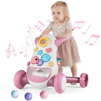 COSTWAY Trotteur Bébé 10+ Mois avec Musique et Lumières Espace de Rangement Paneaux de Jeu Educatif pour Garçon et Fille Rose Rose - Publicité COSTWAY Trotteur Bébé 10+ Mois avec Musique et Lumières Espace de Rangement Paneaux de Jeu Educatif pour Garçon et Fille Rose Rose - Publicité