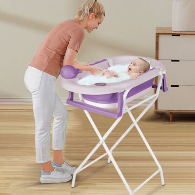 Baignoire de Bain Bébé Violet MIPAN Thermosensible - Kit Complet Support Tapis et Bonnet de Bain 82 × 42 × 92 CM Violet - Publicité Baignoire de Bain Bébé Violet MIPAN Thermosensible - Kit Complet Support Tapis et Bonnet de Bain 82 × 42 × 92 CM Violet - Publicité
