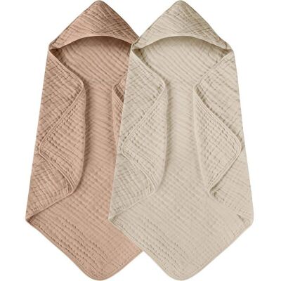 DMI Serviettes de bain bébé lot de 2 - Gaze de coton biologique - Modèle à capuche - 90 x 90 cm - Douces et absorbantes - Publicité DMI Serviettes de bain bébé lot de 2 - Gaze de coton biologique - Modèle à capuche - 90 x 90 cm - Douces et absorbantes - Publicité