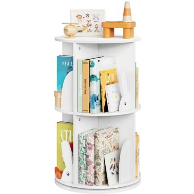 WOLTU Bibliothèque Pivotante pour Enfants - Étagère à Livres 2 Niveaux - Design doreilles de lapin - Blanc Blanc - Publicité WOLTU Bibliothèque Pivotante pour Enfants - Étagère à Livres 2 Niveaux - Design doreilles de lapin - Blanc Blanc - Publicité