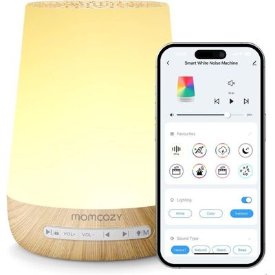 Momcozy Veilleuse Bruit Blanc pour Bébé : 34 sons app timer et routine personnalisée (bois) Beige - Publicité Momcozy Veilleuse Bruit Blanc pour Bébé : 34 sons app timer et routine personnalisée (bois) Beige - Publicité
