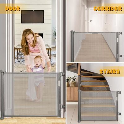 Barrière de sécurité pour bébé YIPEEMA - HOMEWELL - 150*86cm - Gris - Rétractable Gris - Publicité Barrière de sécurité pour bébé YIPEEMA - HOMEWELL - 150*86cm - Gris - Rétractable Gris - Publicité