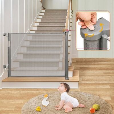 HOMEWELL Barrière de sécurité escamotable ABS - Gris - YIPEEMA - 150*86 cm - Réglable - Vendu avec extension Gris - Publicité HOMEWELL Barrière de sécurité escamotable ABS - Gris - YIPEEMA - 150*86 cm - Réglable - Vendu avec extension Gris - Publicité