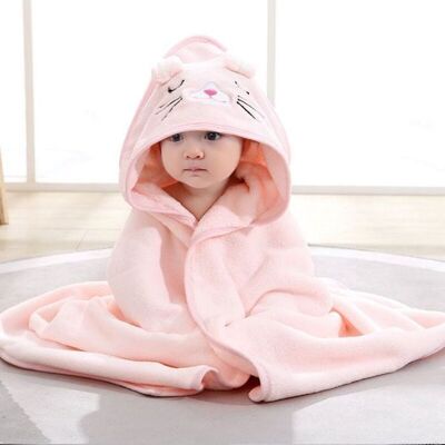 HONO Cape de Bain Bébé à Capuche Coton Sortie de Bain Bébé avec Design Animal Drap Serviette de Bain pour Bébé Nouveau-né chaton Rose - Publicité HONO Cape de Bain Bébé à Capuche Coton Sortie de Bain Bébé avec Design Animal Drap Serviette de Bain pour Bébé Nouveau-né chaton Rose - Publicité