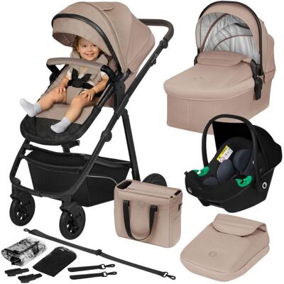 Poussette 3 en 1 LIONELO Bianka - Pack poussette - Nacelle - Siège auto - Sac - Habillage pluie - Couvre-jambes - Marron Marron - Publicité Poussette 3 en 1 LIONELO Bianka - Pack poussette - Nacelle - Siège auto - Sac - Habillage pluie - Couvre-jambes - Marron Marron - Publicité