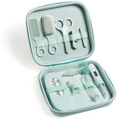 Maïka Trousse de soin green - contient 9 accessoires thermomètre ultra-rapide digital paire de ciseaux coupe-ongles etc Vert - Publicité Maïka Trousse de soin green - contient 9 accessoires thermomètre ultra-rapide digital paire de ciseaux coupe-ongles etc Vert - Publicité