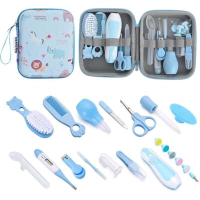 Trousse de Soin Bébé complète - Kit Naissance Puériculture 20 Accessoires Essentiels dont thermomètre de bain thermomètre digital Bleu - Publicité Trousse de Soin Bébé complète - Kit Naissance Puériculture 20 Accessoires Essentiels dont thermomètre de bain thermomètre digital Bleu - Publicité