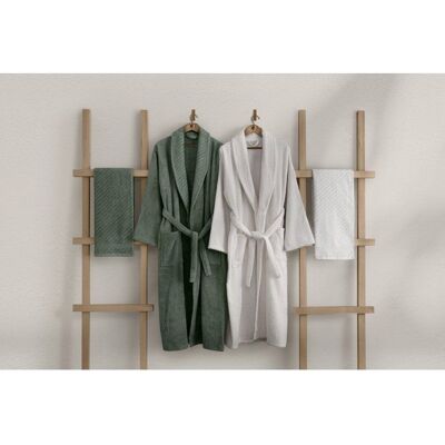 ASIR GROUP Ensemble de 2 peignoirs et 2 serviettes - Pour toute la famille - 50 x 90 cm - Vert Blanc Vert - Publicité ASIR GROUP Ensemble de 2 peignoirs et 2 serviettes - Pour toute la famille - 50 x 90 cm - Vert Blanc Vert - Publicité