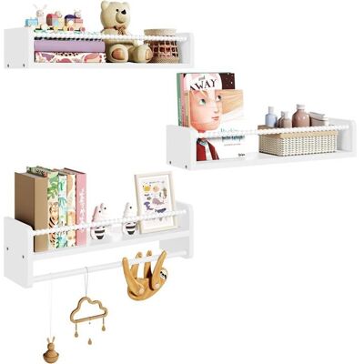 WOLTU Lot de 3 Étagère Murale pour Enfant 50 x 15 x 14 cm,Étagère Livre Enfant en Bois Massif Blanc Blanc - Publicité WOLTU Lot de 3 Étagère Murale pour Enfant 50 x 15 x 14 cm,Étagère Livre Enfant en Bois Massif Blanc Blanc - Publicité