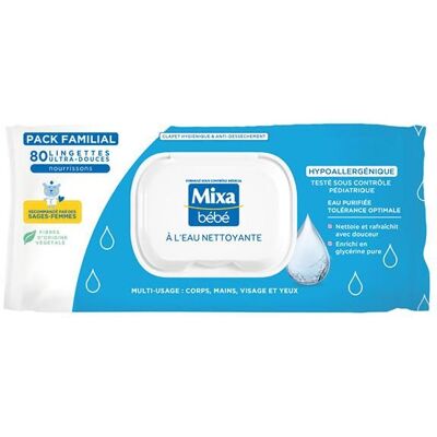 Mixa Lingettes Bébé à l’Eau Nettoyante x80 - Publicité Mixa Lingettes Bébé à l’Eau Nettoyante x80 - Publicité