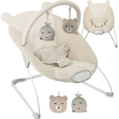 MoMi GLOSSY – Transat Bébé Léger avec Module Sensoriel – 8 Mélodies – Vibration 3 Niveaux – Jouets Inclus – Beige Beige - Publicité MoMi GLOSSY – Transat Bébé Léger avec Module Sensoriel – 8 Mélodies – Vibration 3 Niveaux – Jouets Inclus – Beige Beige - Publicité