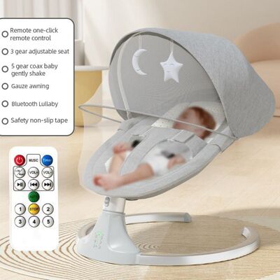 UVERBON Balançoire électrique pour bébé 3 vitesses réglables télécommande Bluetooth minuterie intelligente fauteuil à bascule Gris Gris - Publicité UVERBON Balançoire électrique pour bébé 3 vitesses réglables télécommande Bluetooth minuterie intelligente fauteuil à bascule Gris Gris - Publicité