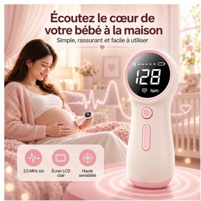 Generic Babyphone sonore haute sensibilité 2.5MHz avec Écran LCD Foetal Écouter Moniteur de Battements Portable Kit Gel Inclus Rose - Publicité Generic Babyphone sonore haute sensibilité 2.5MHz avec Écran LCD Foetal Écouter Moniteur de Battements Portable Kit Gel Inclus Rose - Publicité