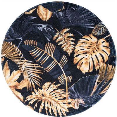 SANILO Tapis de Bain Golden Leaves Rond 80 cm de Haute qualité très Doux sèche Rapidement Lavable antidérapant Noir - Publicité SANILO Tapis de Bain Golden Leaves Rond 80 cm de Haute qualité très Doux sèche Rapidement Lavable antidérapant Noir - Publicité