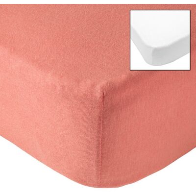 BABYCALIN Lot de 2 draps housse 60x120x15cm Terracotta/blanc Rose - Publicité BABYCALIN Lot de 2 draps housse 60x120x15cm Terracotta/blanc Rose - Publicité