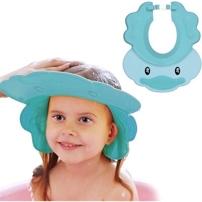 VIREXA Bonnet de Douche Bébé Bleu Visière Réglable pour Shampooing et Protection des Yeux et Oreilles - Publicité VIREXA Bonnet de Douche Bébé Bleu Visière Réglable pour Shampooing et Protection des Yeux et Oreilles - Publicité