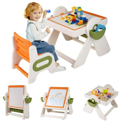 COSTWAY Ensemble Table 6-en-1 Multi-activités et Chaise pour Enfants - Plateau Réversible et Porte-stylos Paniers de Rangement Blanc - Publicité COSTWAY Ensemble Table 6-en-1 Multi-activités et Chaise pour Enfants - Plateau Réversible et Porte-stylos Paniers de Rangement Blanc - Publicité