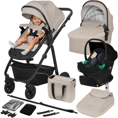 Poussette combinée 4en1 LIONELO Bianka - Pack poussette Nacelle Siège auto Base ISOFIX Sac et accessoires - Beige clair Beige - Publicité Poussette combinée 4en1 LIONELO Bianka - Pack poussette Nacelle Siège auto Base ISOFIX Sac et accessoires - Beige clair Beige - Publicité