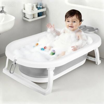 SUPFINE Baignoire Bébé Pliable - XL Baignoire avec Thermomètre - de La Naissance À 3 Ans - Cadeau Bébé - 82×43×22cm - Gris Gris - Publicité SUPFINE Baignoire Bébé Pliable - XL Baignoire avec Thermomètre - de La Naissance À 3 Ans - Cadeau Bébé - 82×43×22cm - Gris Gris - Publicité