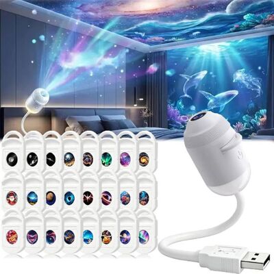 Projecteur de nuit holographique - NOBRAND - 5D - HD - Galaxie & Océan - USB rechargeable Blanc - Publicité Projecteur de nuit holographique - NOBRAND - 5D - HD - Galaxie & Océan - USB rechargeable Blanc - Publicité