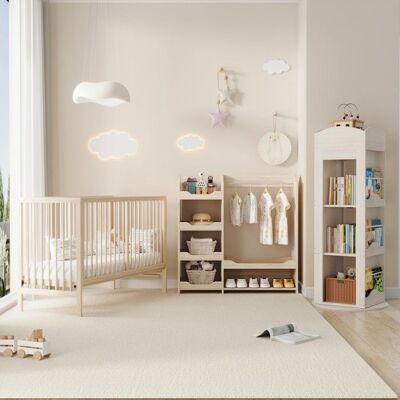NOBRAND Chambre Complète Bébé Meuble enfant combo lit armoire bibliothèque rotative bois - Multifonctionnel couleur naturelSans Matelas - Publicité NOBRAND Chambre Complète Bébé Meuble enfant combo lit armoire bibliothèque rotative bois - Multifonctionnel couleur naturelSans Matelas - Publicité