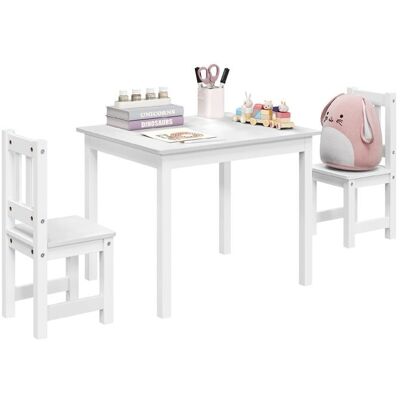 WOLTU Ensemble Table Enfant avec 2 Chaises - 60x50x485cm - avec Dossier -Dessin Manger Etudier -pour crèchechambreBlanc Blanc - Publicité WOLTU Ensemble Table Enfant avec 2 Chaises - 60x50x485cm - avec Dossier -Dessin Manger Etudier -pour crèchechambreBlanc Blanc - Publicité