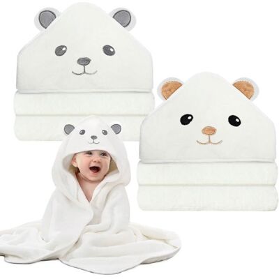 Lot de 2 Cape de Bain Bébé à Capuche80 x 80cm Serviette de Bain avec CapuchonTrès Grand Serviette de Bain Bebe Blanc Blanc - Publicité Lot de 2 Cape de Bain Bébé à Capuche80 x 80cm Serviette de Bain avec CapuchonTrès Grand Serviette de Bain Bebe Blanc Blanc - Publicité