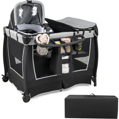 6 en 1 Lit Parapluie Bébé avec Matelas COSTWAY Barre Détachable avec Auvent Réglable 2 Jouets Musical et Sac Transport 0-3 Ans Gris Gris - Publicité 6 en 1 Lit Parapluie Bébé avec Matelas COSTWAY Barre Détachable avec Auvent Réglable 2 Jouets Musical et Sac Transport 0-3 Ans Gris Gris - Publicité